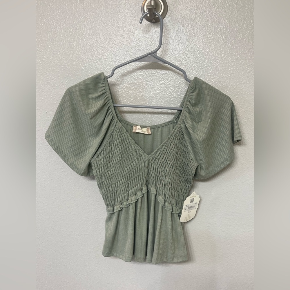 NWT Altar’d State Desert Sage Bridgette Babydoll Top Women Size XS